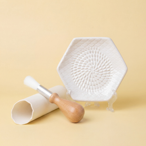 Ceramic Garlic Grater, 3-Piece Set – White