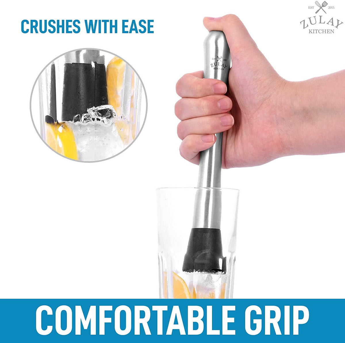 Professional Cocktail Muddler With Grooved Nylon Head