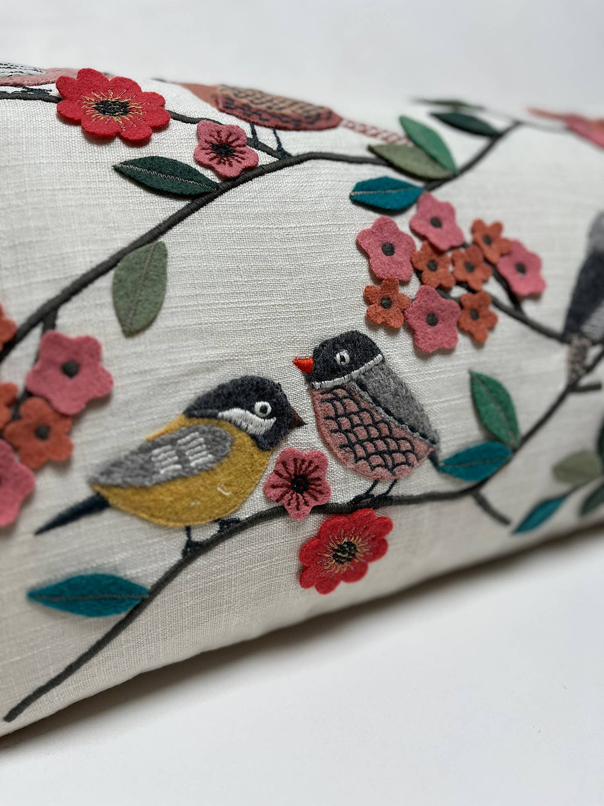 Pillow Applique/Embo 12x20" Bird Flock Multi