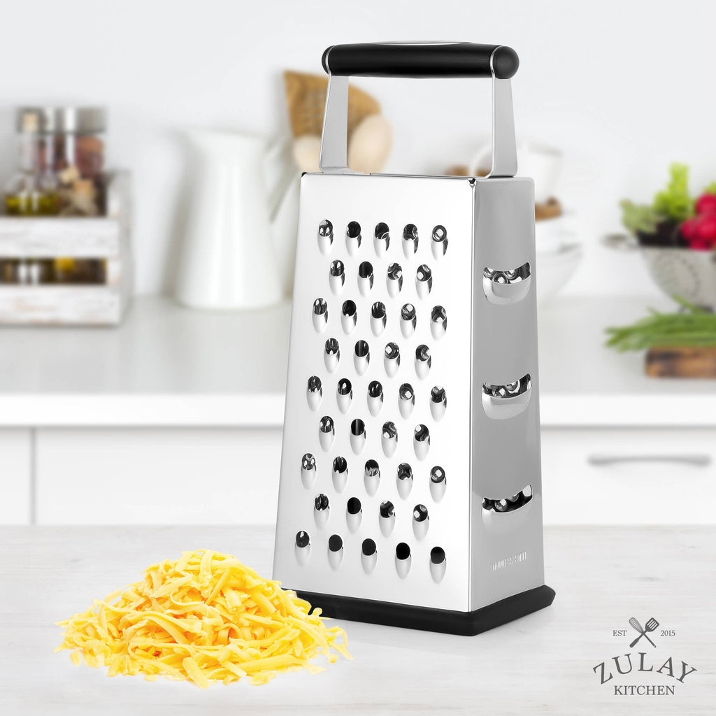 4-Sided Stainless Steel Cheese Grater with Handle
