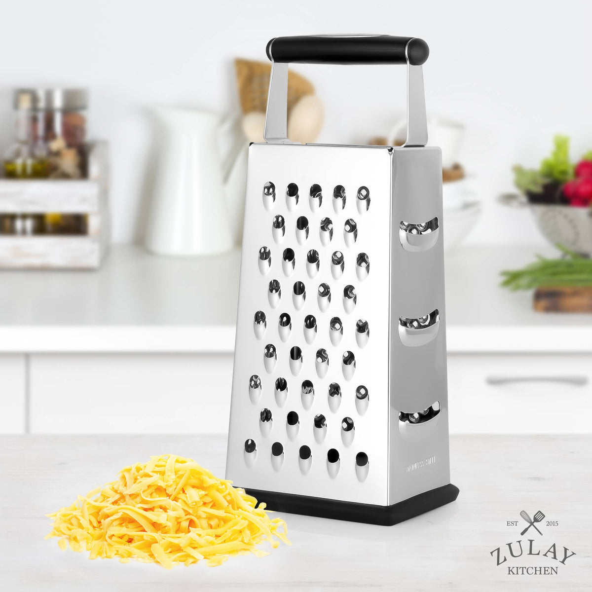 4-Sided Stainless Steel Cheese Grater with Handle