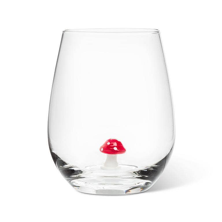 Mushroom Icon Stemless Wine Glass-4.5"H (20oz)