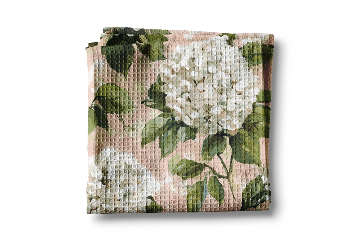 Hydrangea Flower Chinoiserie Kitchen Towel Preppy Spring