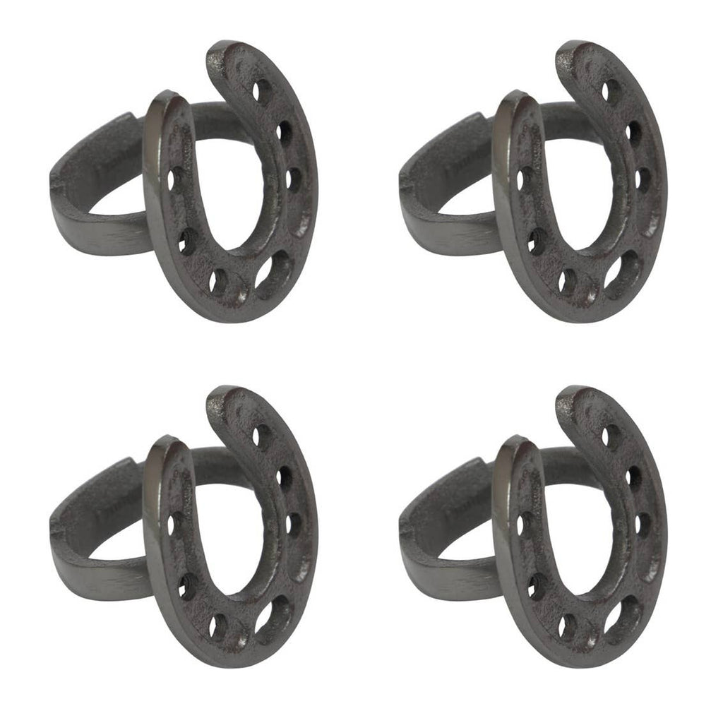 Set of Four Homestead Napkin Rings - Black - Horseshoe