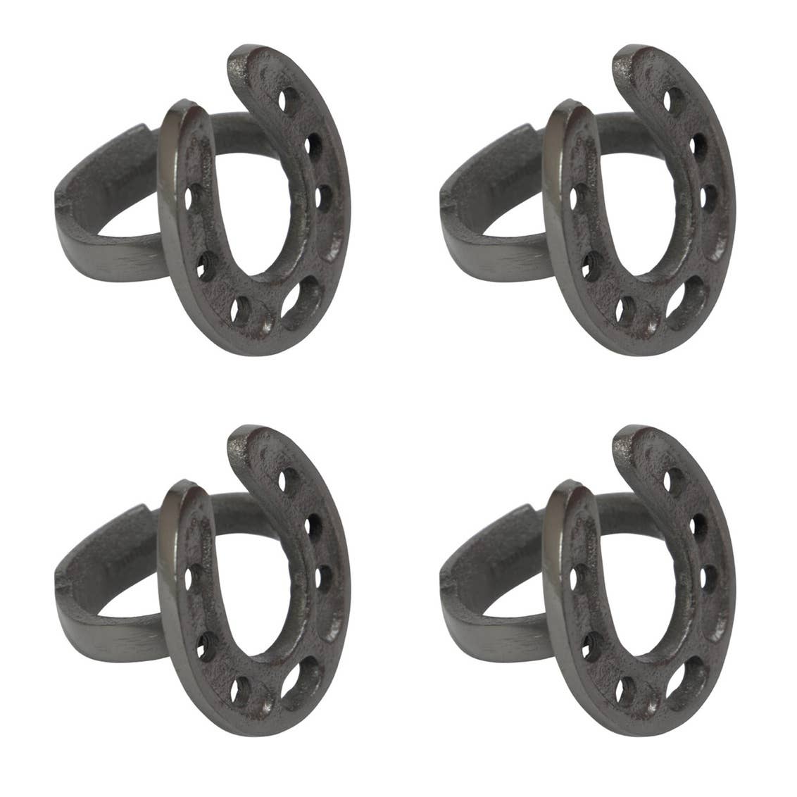 Set of Four Homestead Napkin Rings - Black - Horseshoe