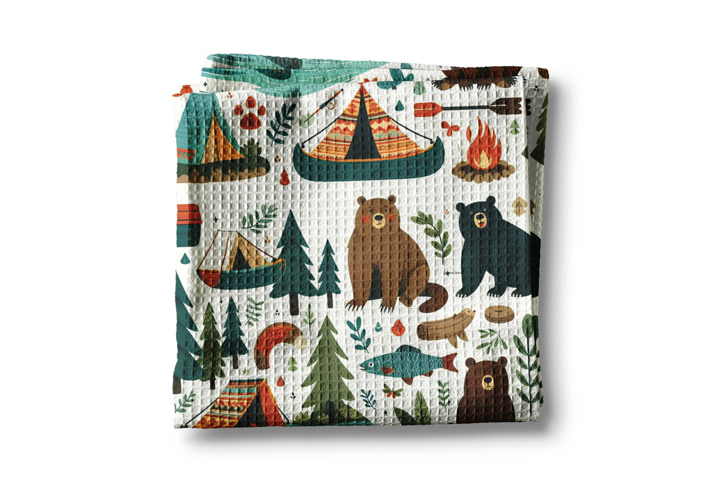Camping Lake Bear Wilderness Mountain Rustic Kitchen Towel