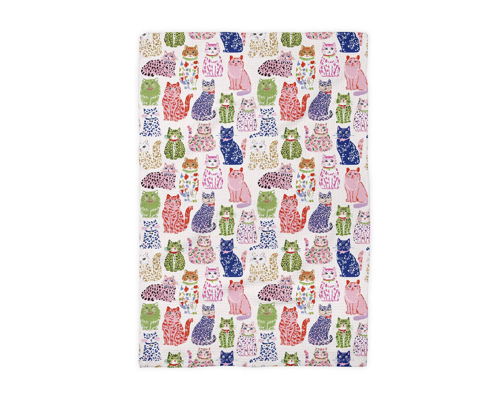 Cat Floral Collage Kitchen Tea Towel Kitten Pet Store Cute