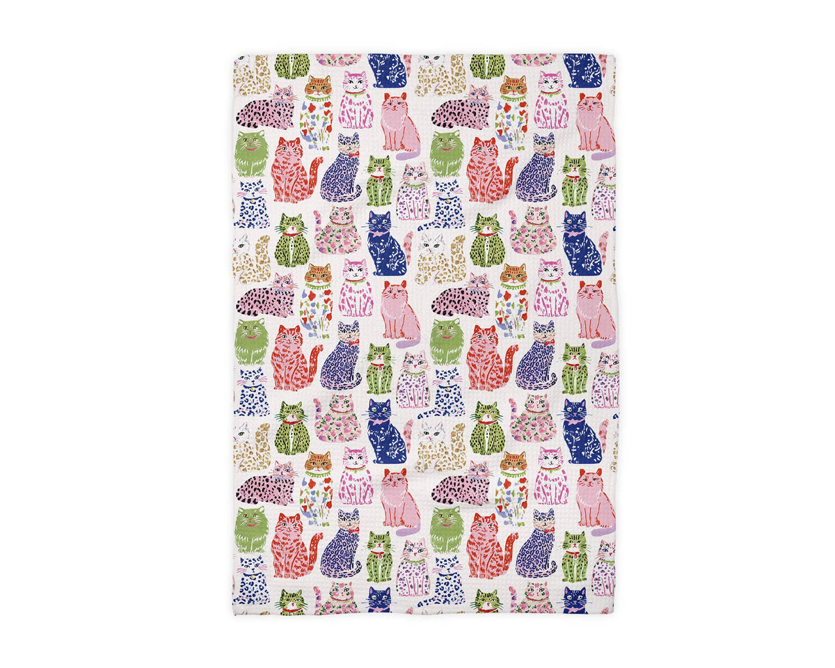 Cat Floral Collage Kitchen Tea Towel Kitten Pet Store Cute