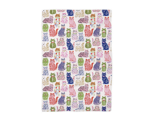 Cat Floral Collage Kitchen Tea Towel Kitten Pet Store Cute