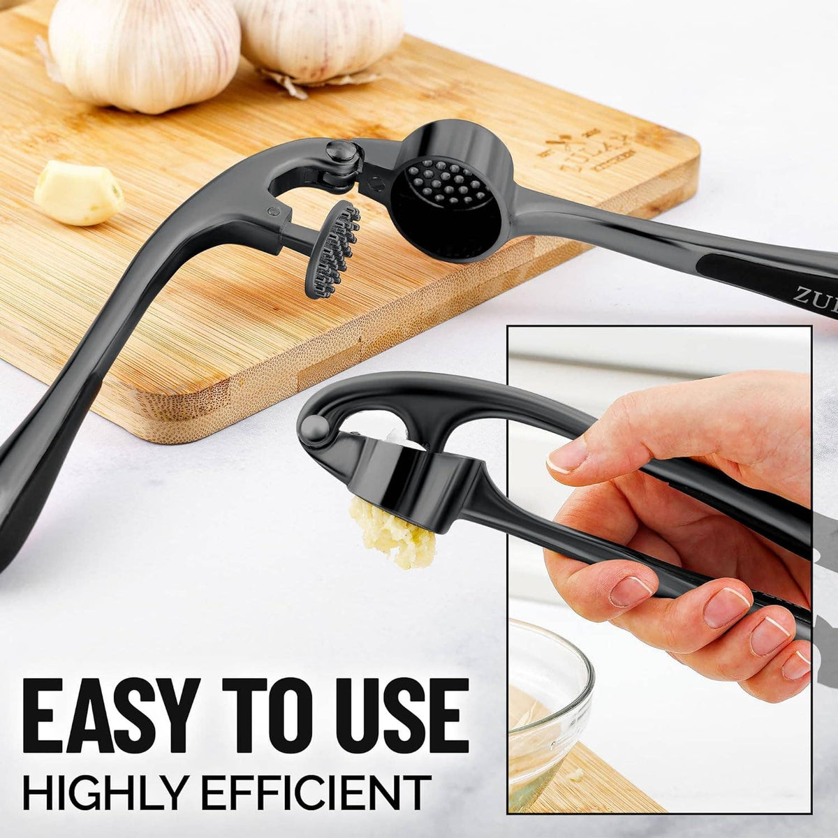 Garlic Press with Silicone Peeler and Brush