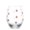 Stemless Wine Glass with Strawberries-4.5"H(18oz)