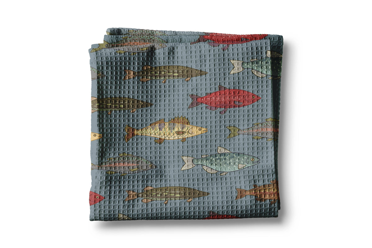 Fishing Fly River Camp Mountain Cabin Kayak Kitchen Towel