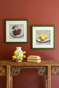 SET OF TWO FRAMED FRUIT PRINTS UNDER GLASS