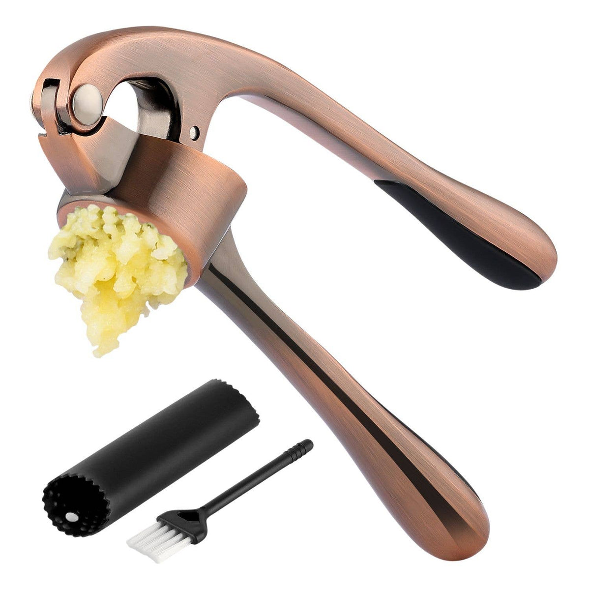 Garlic Press with Silicone Peeler and Brush