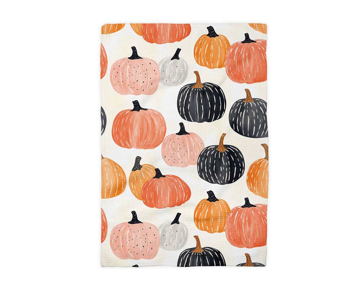 Pumpkin Fall Botanical Floral Autumn Kitchen Towel Waffle