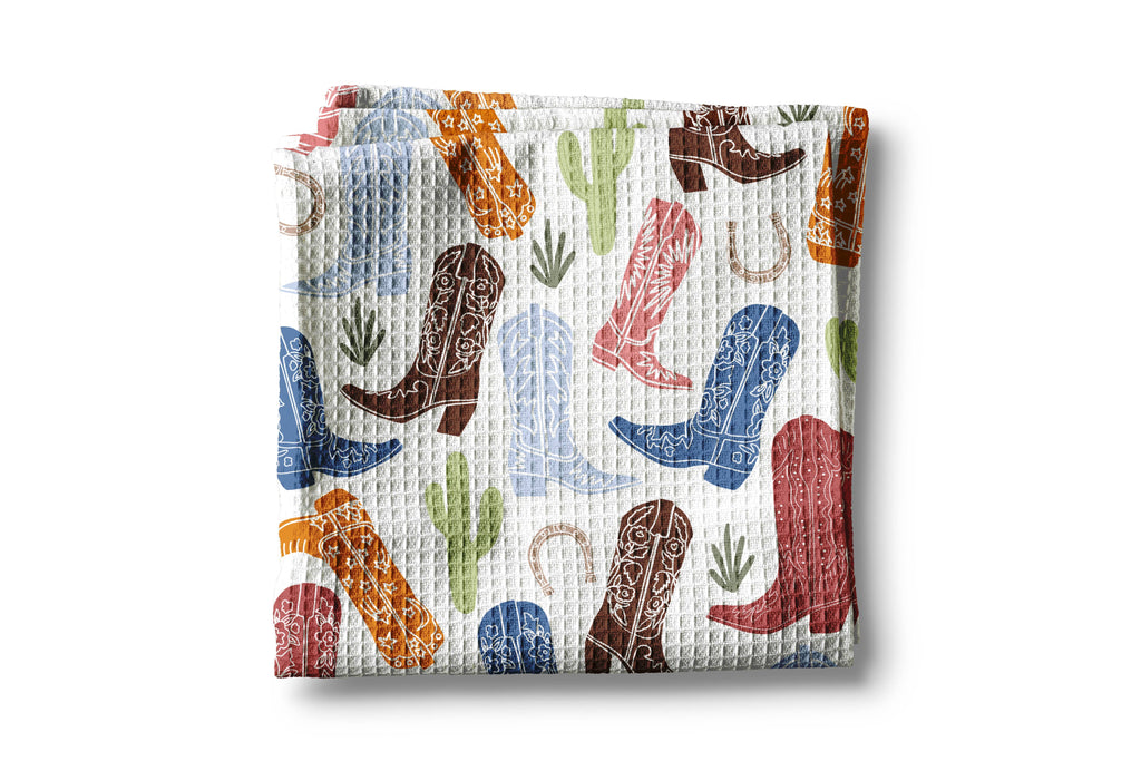 Cowboy Boot Cactus Western Horse Desert Barn Kitchen Towel