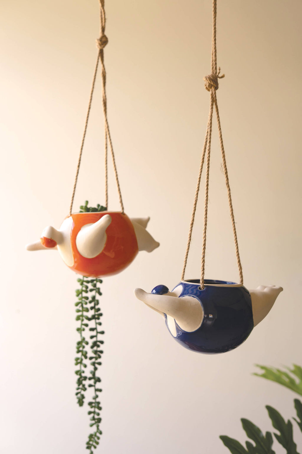 SET OF TWO HANGING CERAMIC SWIMMERS PLANTERS - ONE EACH