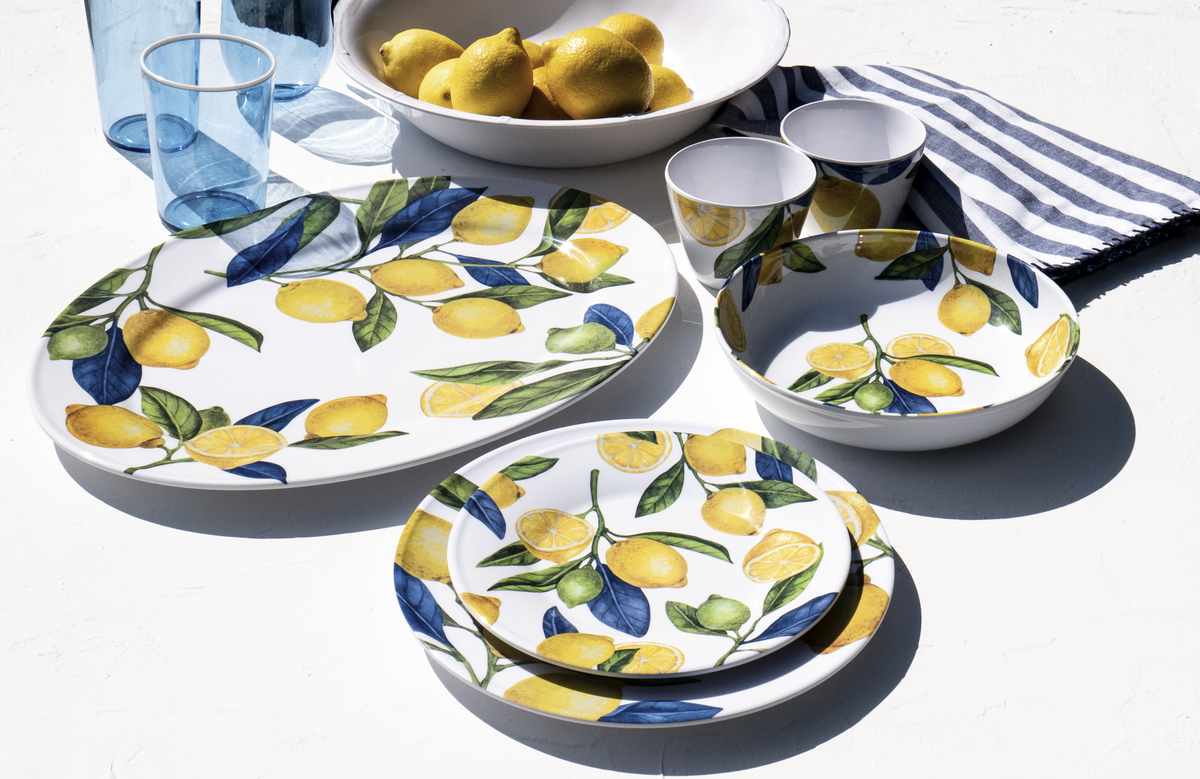 Lemon Orchard Oval Platter Durable BPA Free Melamine