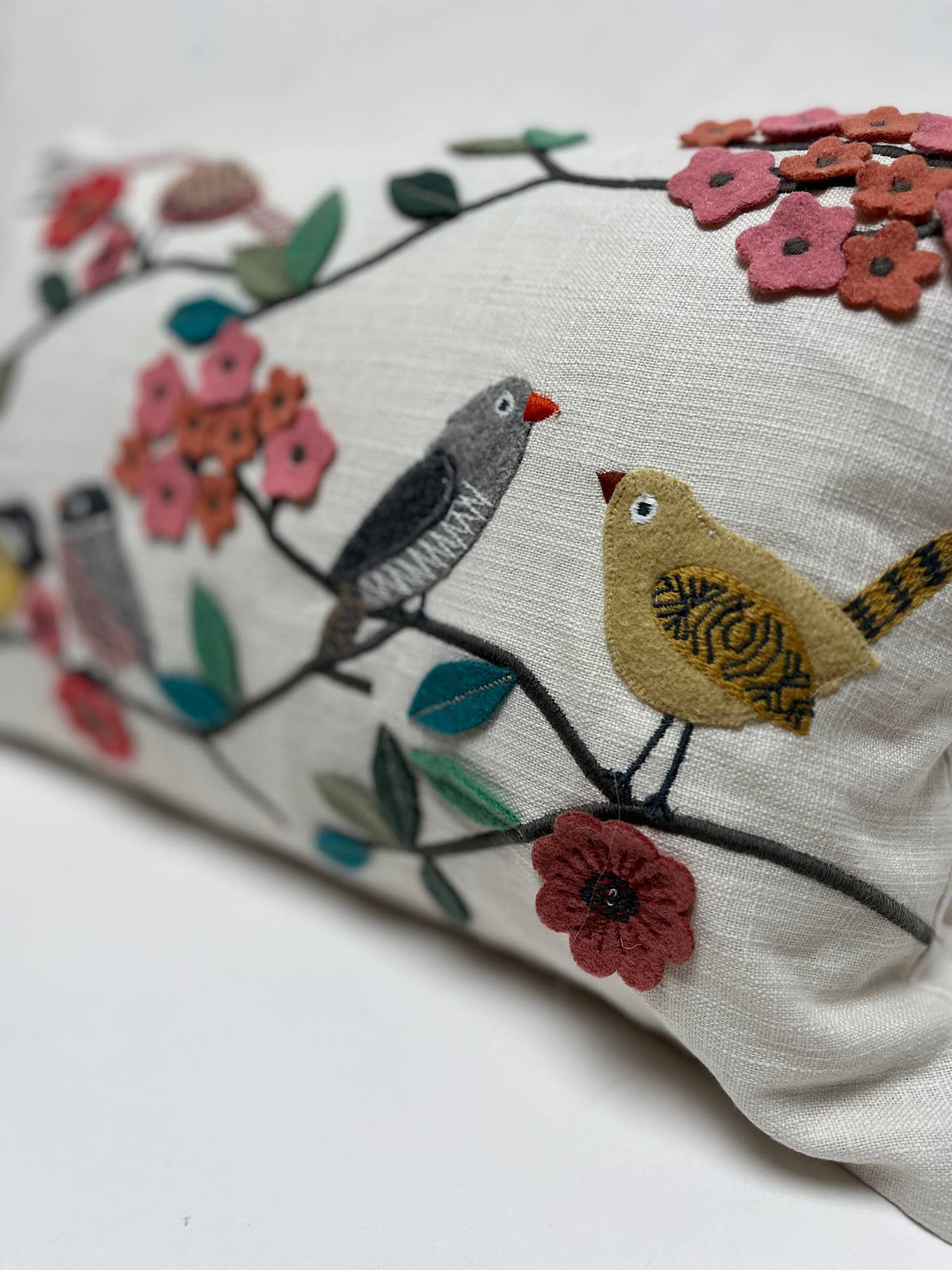 Pillow Applique/Embo 12x20" Bird Flock Multi