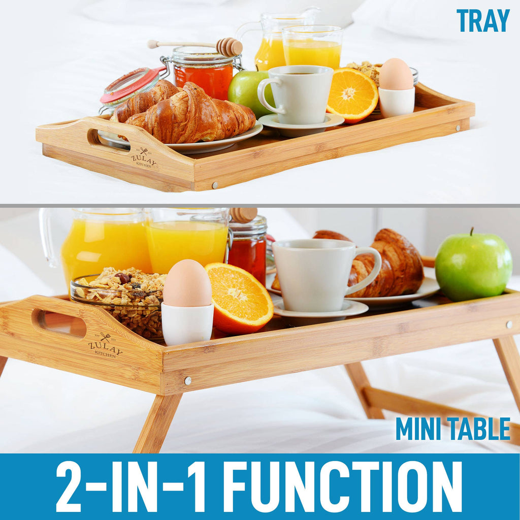 Bamboo Breakfast in Bed Tray Table With Folding Legs