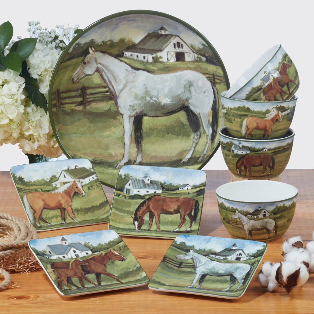 York Stables Horse Serving Pasta Bowl 13in x 3in