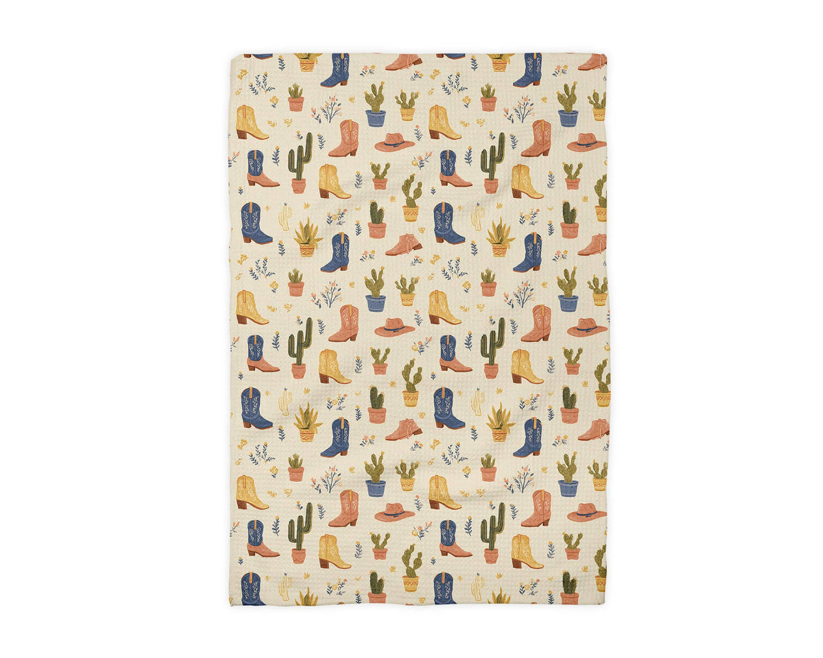 Cowboy Boot Cactus Western Horse Desert Barn Kitchen Towel