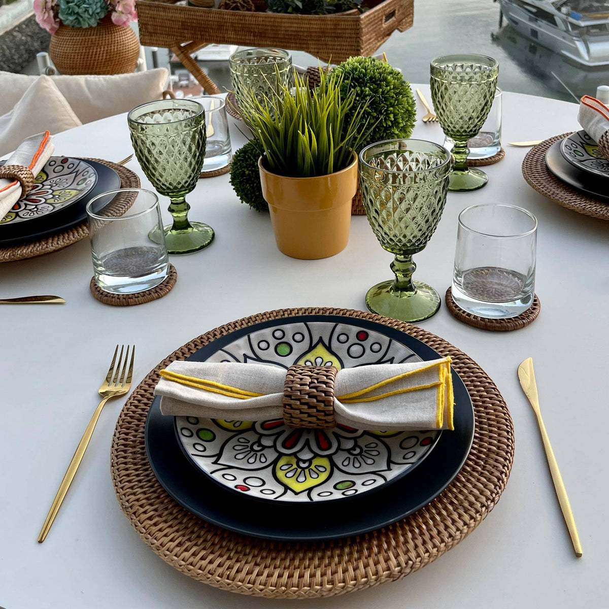 Rattan Oval Napkin Rings – 6-Piece Set