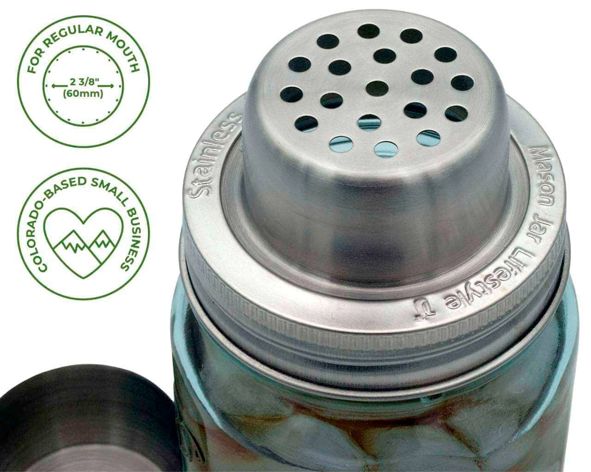 Mason Shaker Cocktail Shaker Lid with Stainless Steel Band