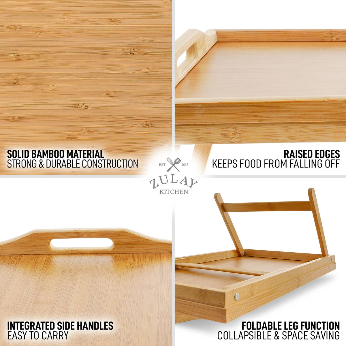 Bamboo Breakfast in Bed Tray Table With Folding Legs