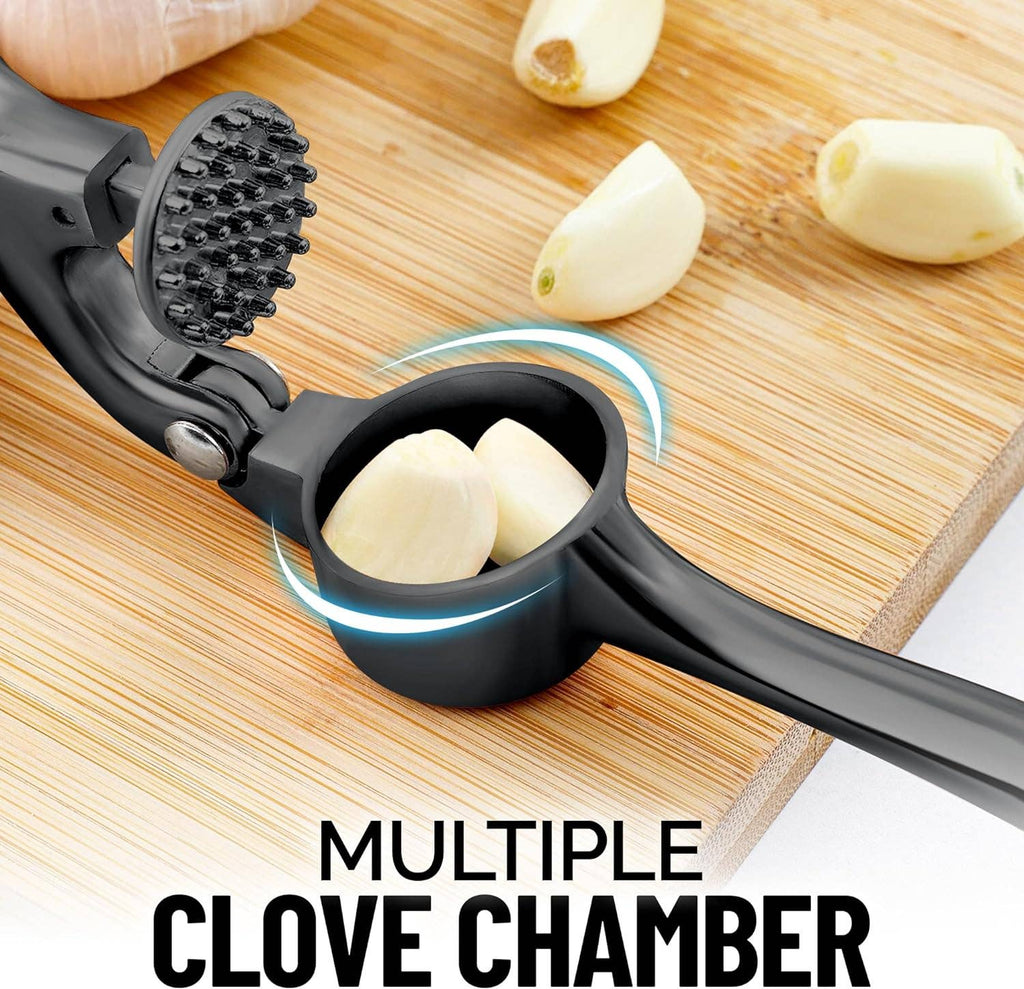 Garlic Press with Silicone Peeler and Brush