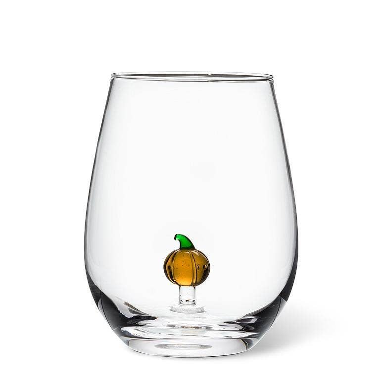 Pumpkin Stemless Wine Glass