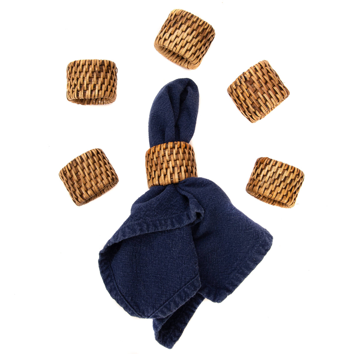 Rattan Oval Napkin Rings – 6-Piece Set