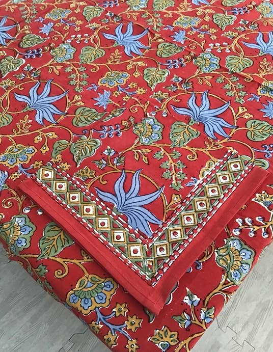 Tablecloth 60X60 Indo Fleur Red