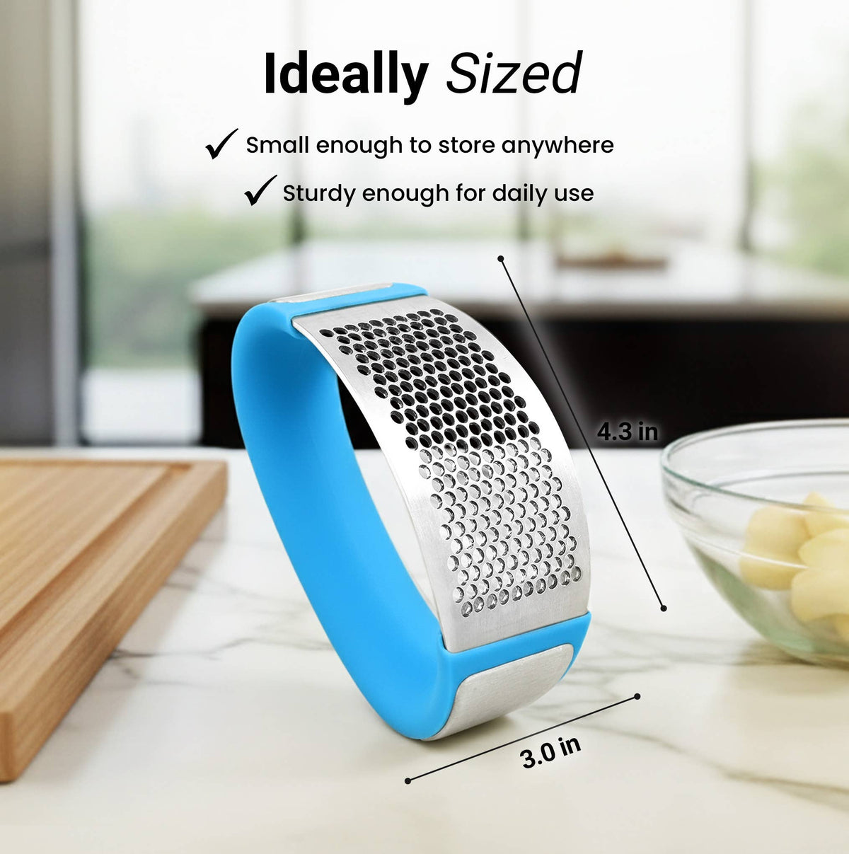 Garlic Press Rocker With Silicone Peeler & Scraper Set