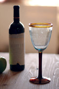 RECYCLED WINE GLASS WITH AMBER RIM