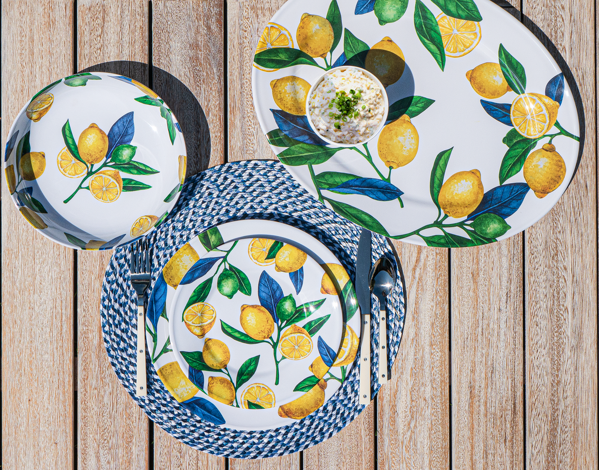 Lemon Orchard Microwavable Melamine Dinnerware Collection