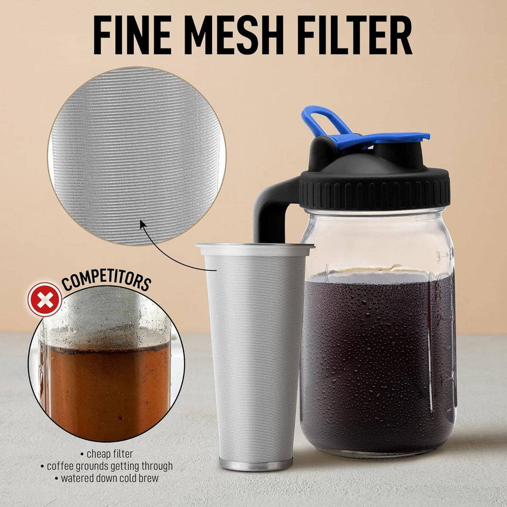 Premium Cold Brew Coffee Maker - 32oz Mason Jar Pitcher