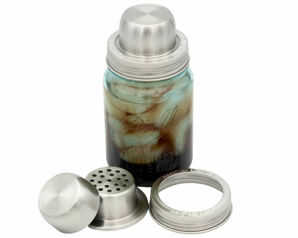 Mason Shaker Cocktail Shaker Lid with Stainless Steel Band