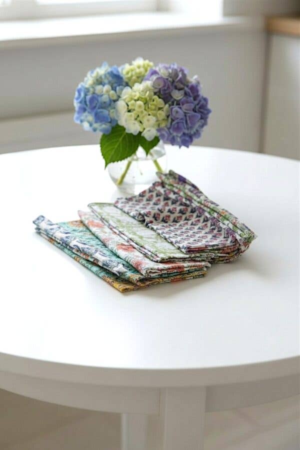Cotton Napkin Set Dining Table Linen Collection Indian Textile Block Print Floral Pattern Colorful Design Mix and Match