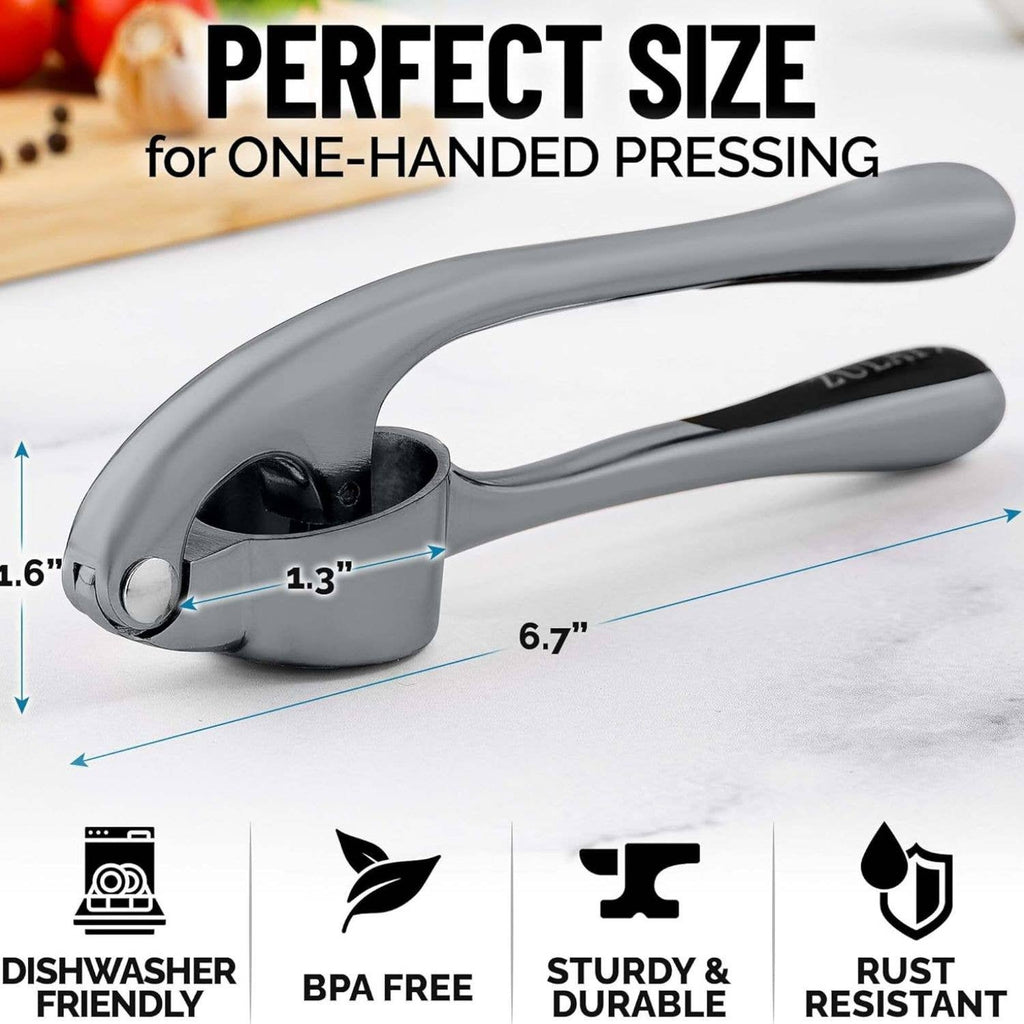 Garlic Press with Silicone Peeler and Brush