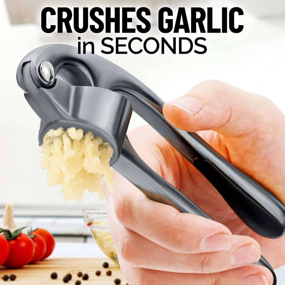 Garlic Press with Silicone Peeler and Brush
