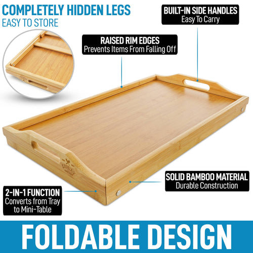 Bamboo Breakfast in Bed Tray Table With Folding Legs