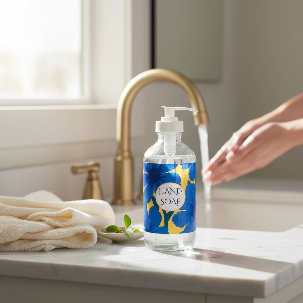 Organic Castile Hand Soap in Glass Dispenser