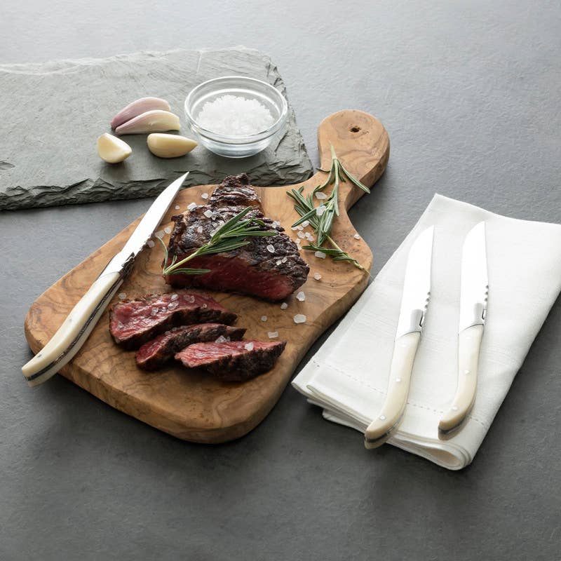 Laguiole Connoisseur 4 Steak Knives Faux Ivory Handles