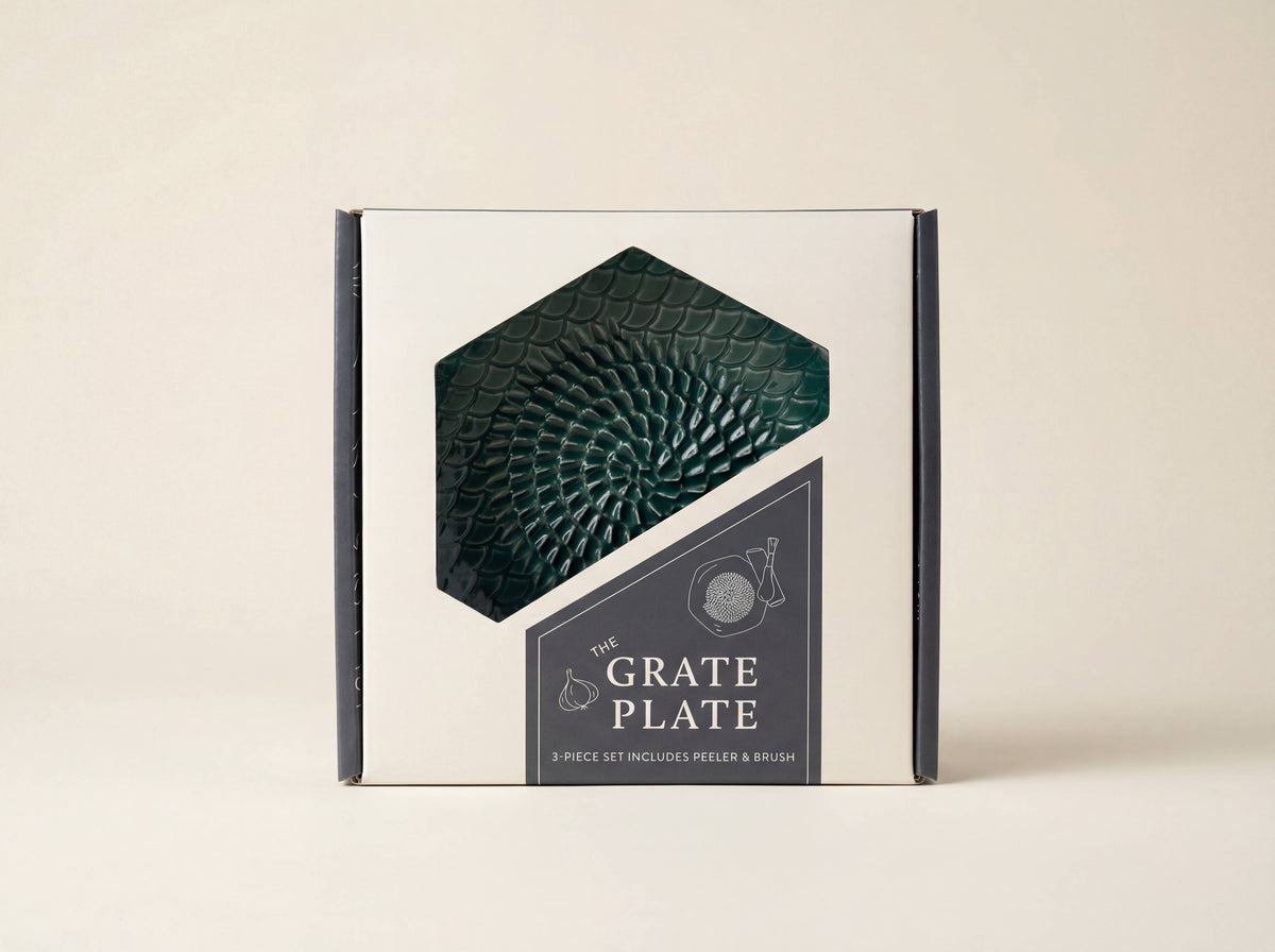 Ceramic Garlic Grater, 3-Piece Set – Emerald Green