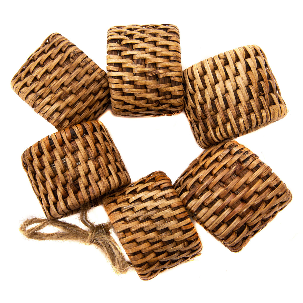 Rattan Oval Napkin Rings – 6-Piece Set