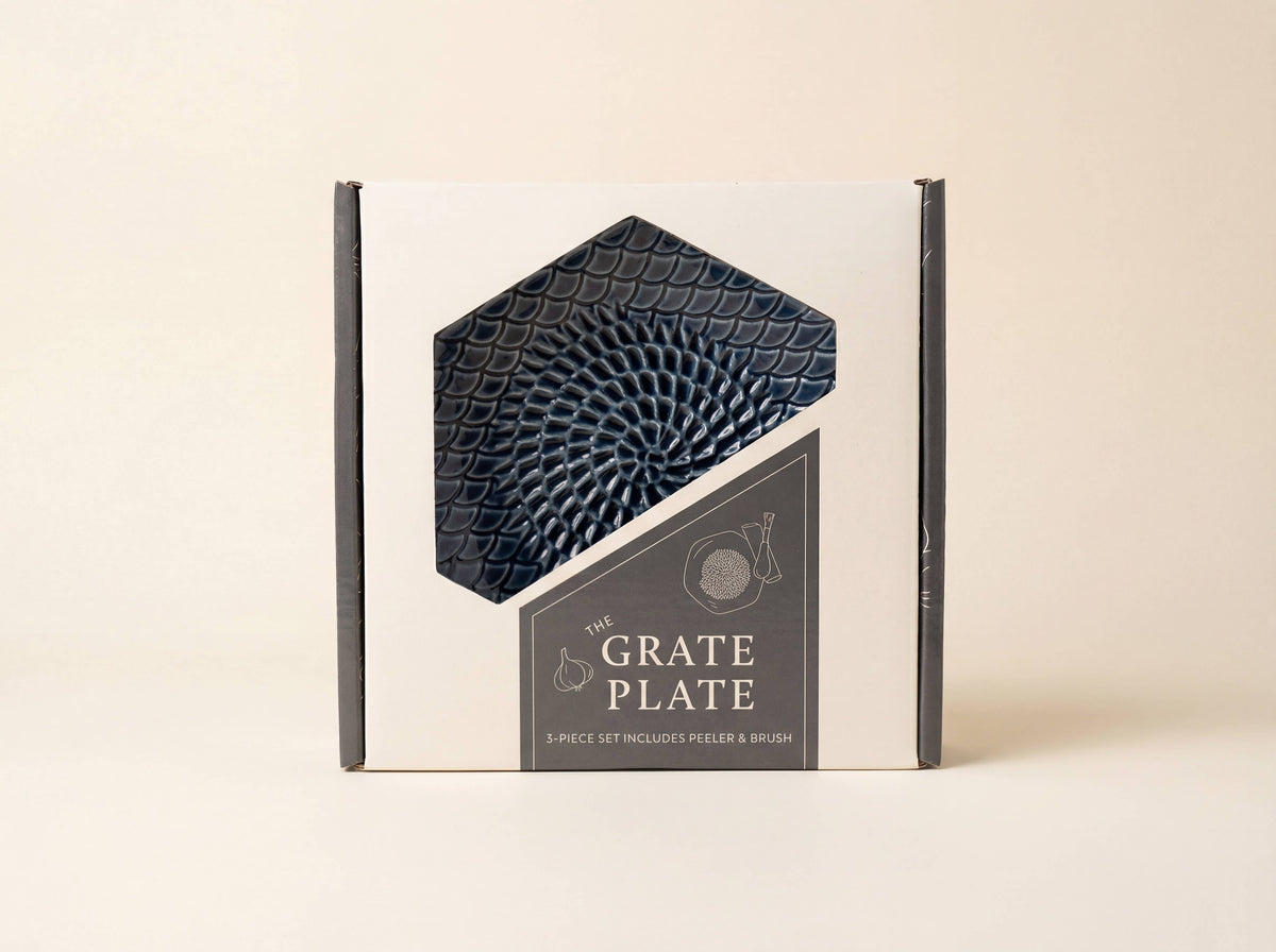 Ceramic Garlic Grater, 3-Piece Set – Teal