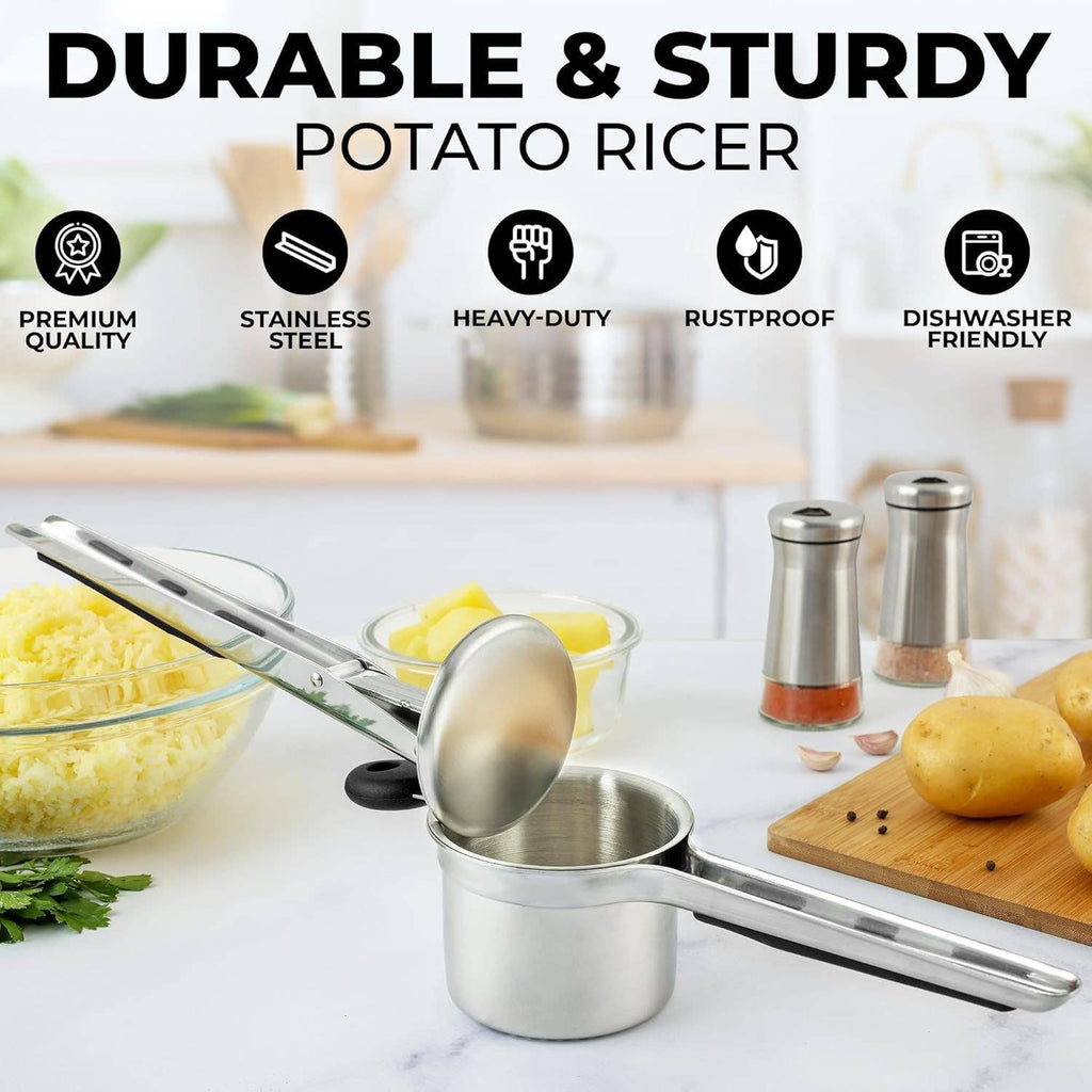 15oz Potato Ricer – Heavy-Duty Stainless Steel with 2 Discs