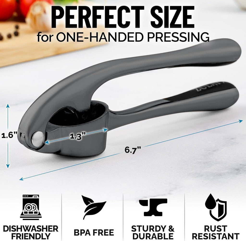 Garlic Press with Silicone Peeler and Brush