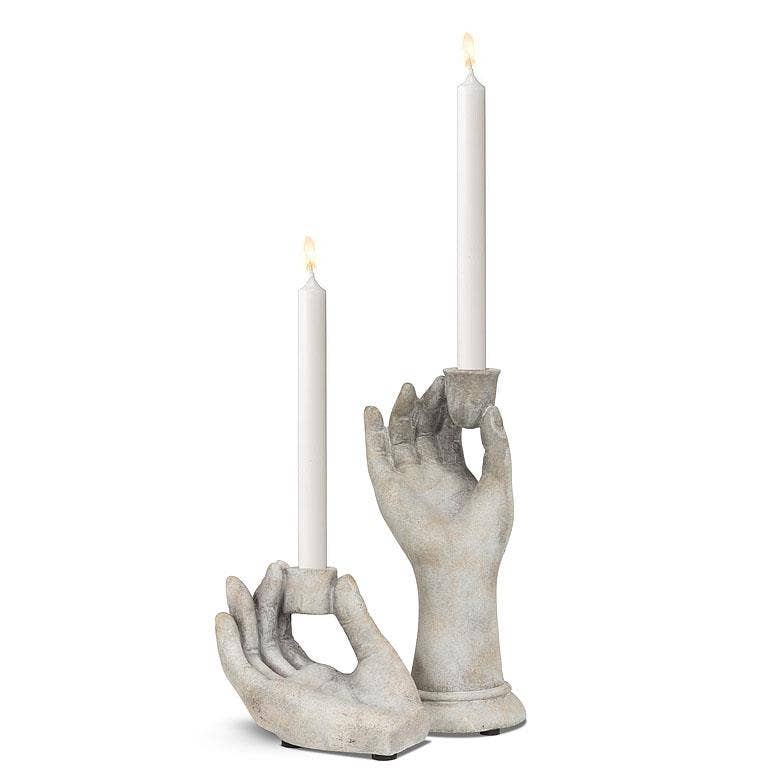 Tall Dainty Hand Taper Holder-9"H